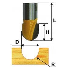 Фреза пазовая галтельная d15,8*R7,9*H13*8