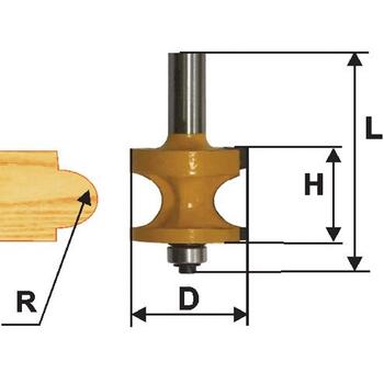 Фреза кромочная полустержневая d19*Н16*R3.2*12 (dподшипника=12.7)